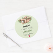 Cute Waterverf Sloth & Tropical Leaves Soap Ronde Sticker (Envelop)