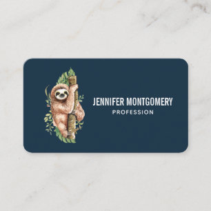 Cute Waterverf Sloth & Tropical Leaves Visitekaartje