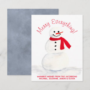 Cute Waterverf Snowman Merry Alles Festive Feestdagenkaart