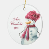 Cute Waterverf Snowman Persoonlijk meisje Keramisch Ornament (Links)