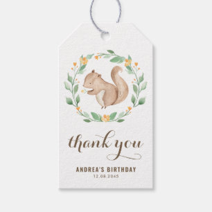 Cute Waterverf Squirrel Greenery Wreath Birthday Cadeaulabel