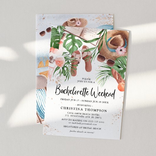 Cute Waterverf Summer Bachelorette Party Weekend Kaart