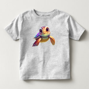 Cute Waterverf Swimming Kinder Baby Paarse schildp Shirts