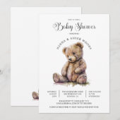 Cute Waterverf Teddy Bear Baby shower Kaart (Voorkant / Achterkant)
