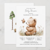 Cute Waterverf Teddy Bear Baby shower Kaart (Voorkant / Achterkant)