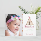 Cute Waterverf Teepee Camping Birthday Bedankkaart (Staand voorkant)