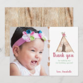 Cute Waterverf Teepee Camping Birthday Bedankkaart (Voorkant / Achterkant)