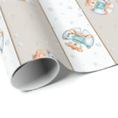 Cute Waterverf Tiger Sledding in sneeuwkerst Cadeaupapier (Rol Hoek)
