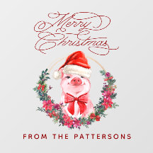 Cute Waterverf Varken & Familienaam Vroegere Kerst