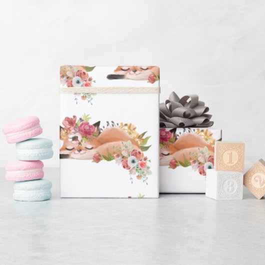 Cute waterverf vos cadeaupapier (Baby Shower)