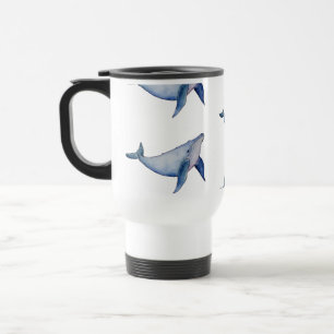 Cute waterverf walvis Herbruikbare koffiebeker Reisbeker