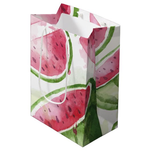 Cute Waterverf Watermelon Medium Cadeauzakje (Voorkant Gekanteld)