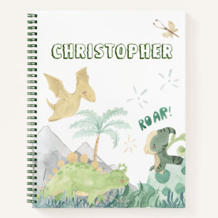 Cute Waterverf White Dinosaur Notitieboek
