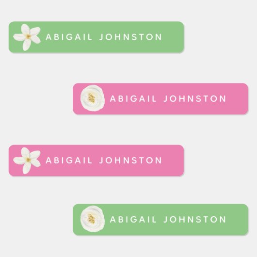 Cute Waterverf White Floral Monogram Cloiling Labels (Groep)