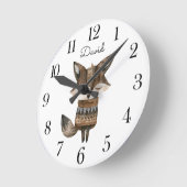 Cute Waterverf Woodland Fox Ronde Klok (Hoek)
