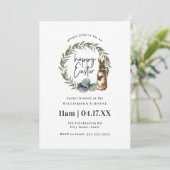 Cute Waterverf Wreath Bunny Easter Brunch Kaart (Staand voorkant)