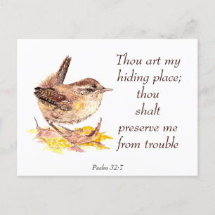 Cute Waterverf Wren Bible Scripture Ps 32:7  Briefkaart