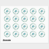 Cute Waterverf Zee Turtle & Greenery Favor Ronde Sticker (Vel)