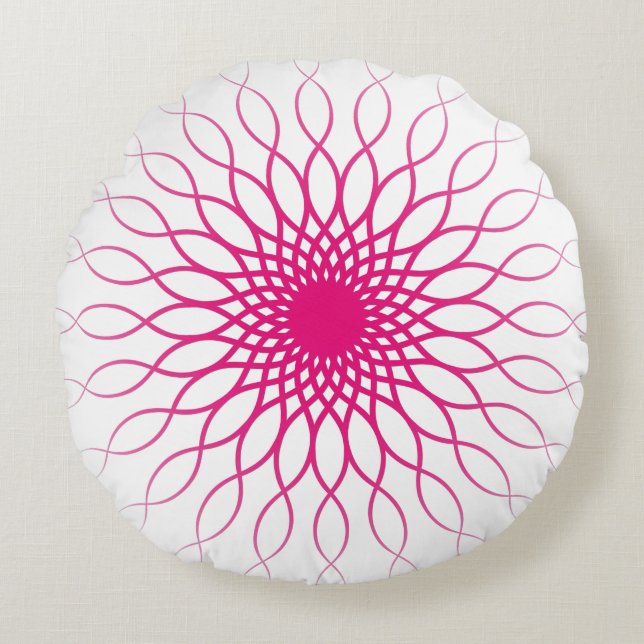 Cute Wave Floral Line Pattern Rond Kussen (Voorkant)