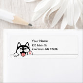 Cute Waving Husky Dog Etiket (Insitu)