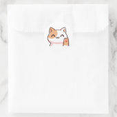 Cute Waving Kitten Ronde Sticker (Tas)