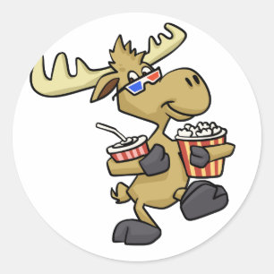 Cute Wearing 3D-bril achtergrondkleur kiezen Ronde Sticker