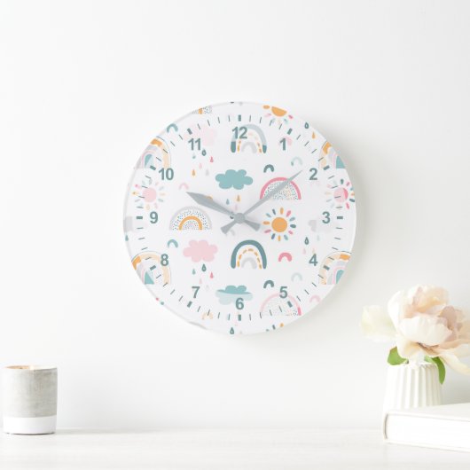 Cute Weather Pattern Grote Klok (Huis)
