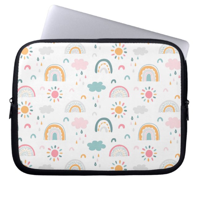Cute Weather Pattern Laptop Sleeve (Voorkant)