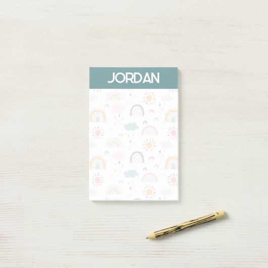 Cute Weather Pattern Post-it® Notes (Op bureau)
