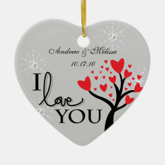 Cute Weddenschap trouwde ons eerste kerstfeest Keramisch Ornament