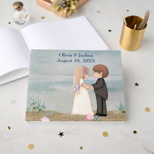 Cute Wedding Couple on Beach Gastenboek (Voorkant open)
