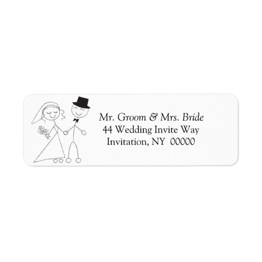 Cute Wedding Couple Return Address Label Stickers (Voorkant)