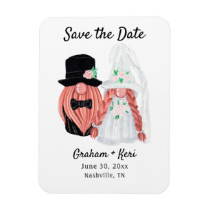 Cute Wedding Gnome Couple Save the Date Magneet