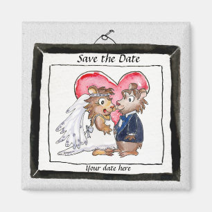 Cute Wedding Heart Cartoon Save the Date Magnets Magneet