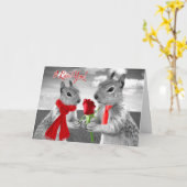 Cute Wedding Jubileum Woodland Squirrel Love Kaart (Gele Bloem)