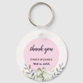 Cute Wedding White Snowdrops Pink Poot Sleutelhanger (Achterkant)