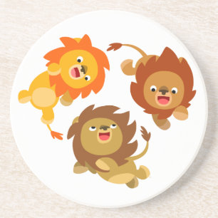 Cute Weightless Cartoon Lions Onderzetter