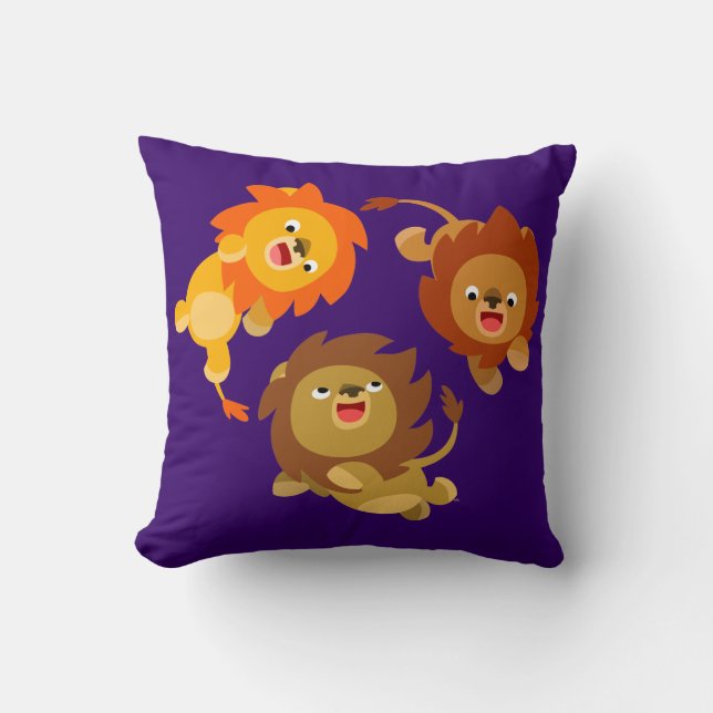 Cute Weightless Cartoon Lions Pillow Kussen (Voorkant)