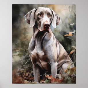 Cute Weimaraner Chien Art Imprimer Poster