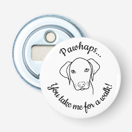 Cute Weimaraner dog heeft een wandeling nodig Button Flesopener