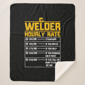 Cute Welder Funny Hourly Rate | Gift for Welder Sherpa Deken
