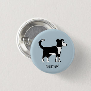 Cute Welsh Border Collie Sheepdog Custom Name Ronde Button 3,2 Cm