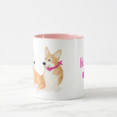 Cute Welsh corgis draagt roze bandanas mok (Midden)