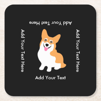Cute Welsh Pembroke Corgi Puppy Vierkante Kartonnen Onderzetter