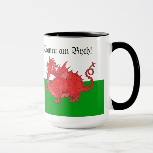 Cute Welsh Red Dragon Ringer Mug (Droite)