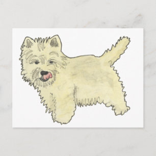 Cute West Highland Terrier Funny Dog Art Design Briefkaart