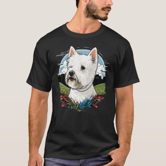 Cute West Highland White Terrier Dog on Westie 1 T-shirt (Voorkant)