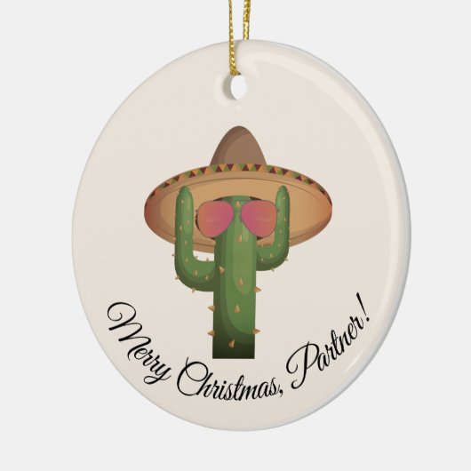 Cute Western Christmas Cactus Custom Keramisch Ornament (Links)