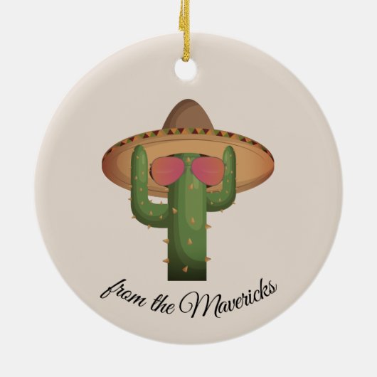 Cute Western Christmas Cactus Custom Keramisch Ornament (Achterkant)
