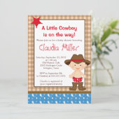 Cute Western Cowboy Baby shower Invitation Kaart (Staand voorkant)